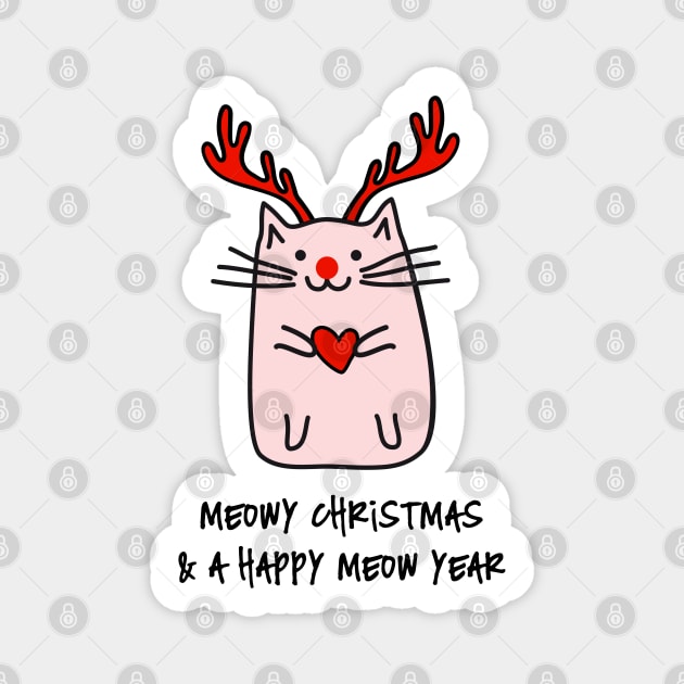 Meowy Christmas, cute cat with antlers Sticker by beakraus